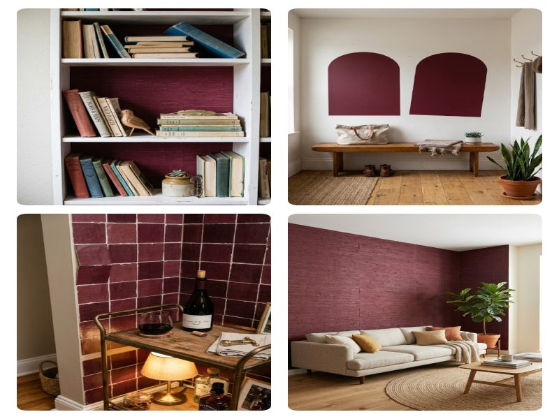 removable-burgundy-wallpaper-bookshelf-quad-cards