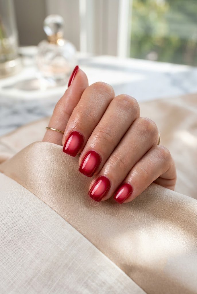 Cherry aura jelly nails