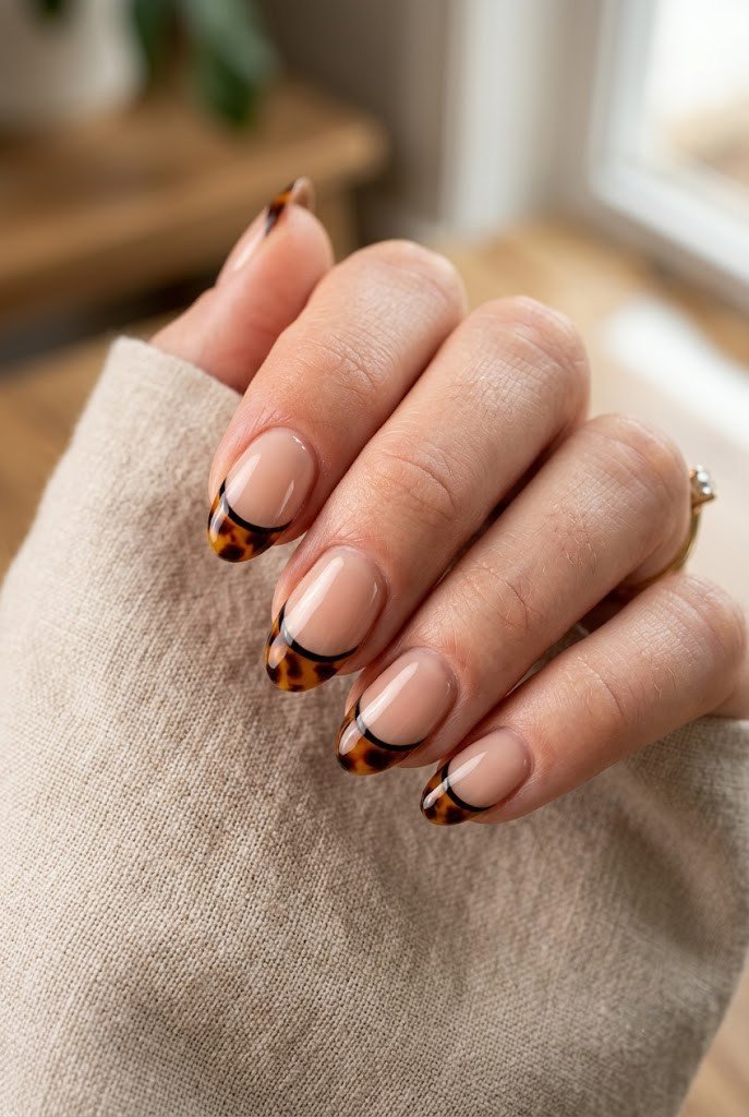 Double French with black line and tortoiseshell tips