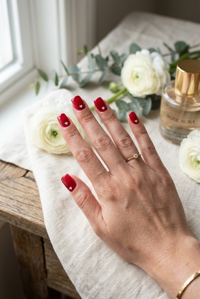 Heart detail cherry jelly nails