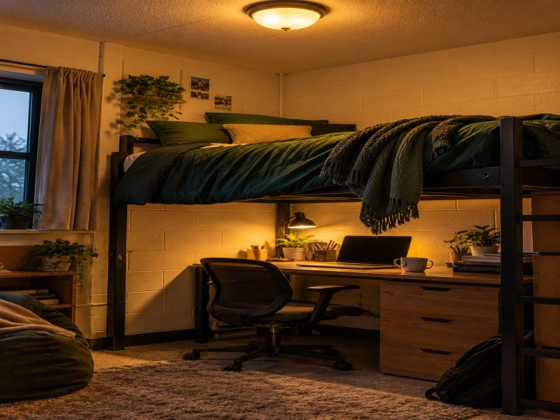 20 Dark Academia Dorm Room Ideas for Cinderblock Walls and Lofted Beds